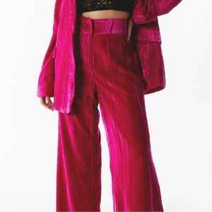Crushed Velvet Wide Leg Pants